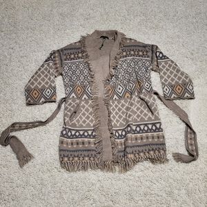 Knit cardigan with tie waist